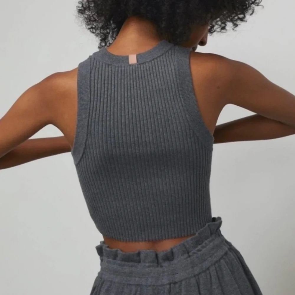 LUNYA Cozy Cotton Silk Crop Ribbed Tank Top Green Comfy Luxury Lounge  Summer - Picture 10 of 10